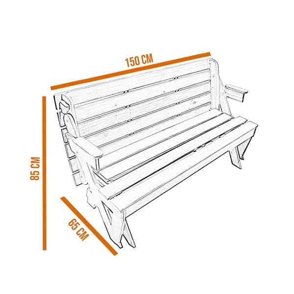 Banco Vira Mesa Multi 1,50m Madeira Eucalipto Stain Verniz