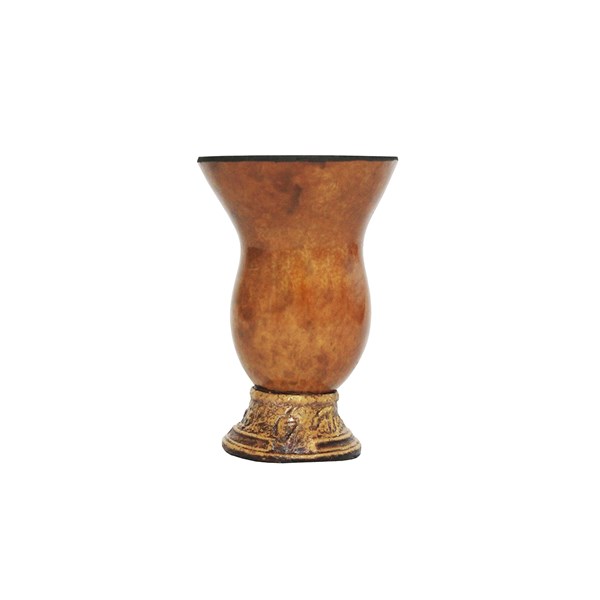 Cuia Chimarrão Porongo Liso Média Bocal Queimado Pé Epóxi