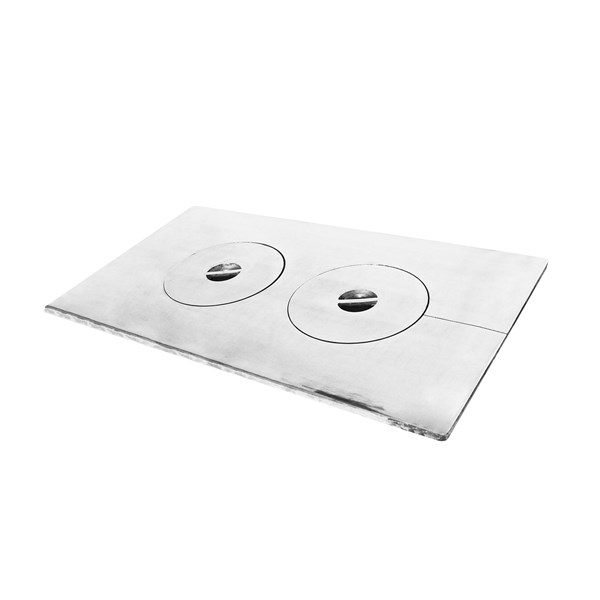 Chapa Fogão a Lenha Liga Branca Reforçada 2 Furos 85X47cm