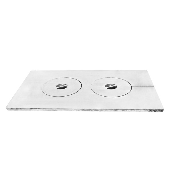 Chapa Fogão a Lenha Liga Branca Reforçada 2 Furos 85X47cm
