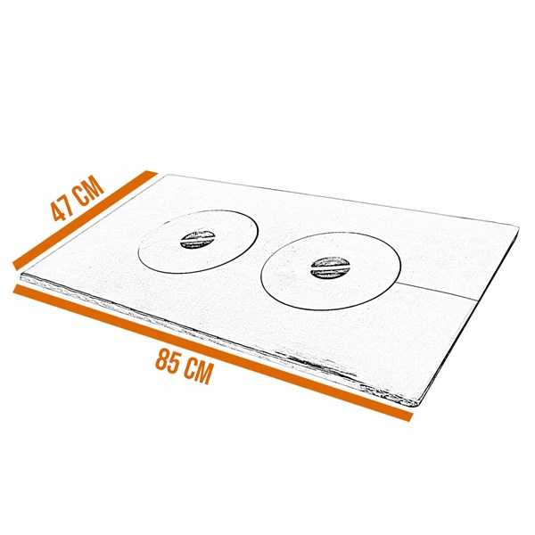 Chapa Fogão a Lenha Liga Branca Reforçada 2 Furos 85X47cm