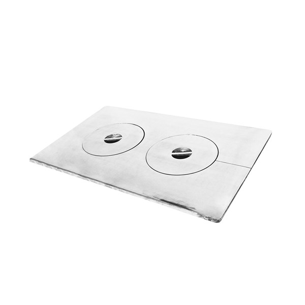 Chapa Fogão a Lenha Liga Branca Reforçada 2 Furos 75X46cm