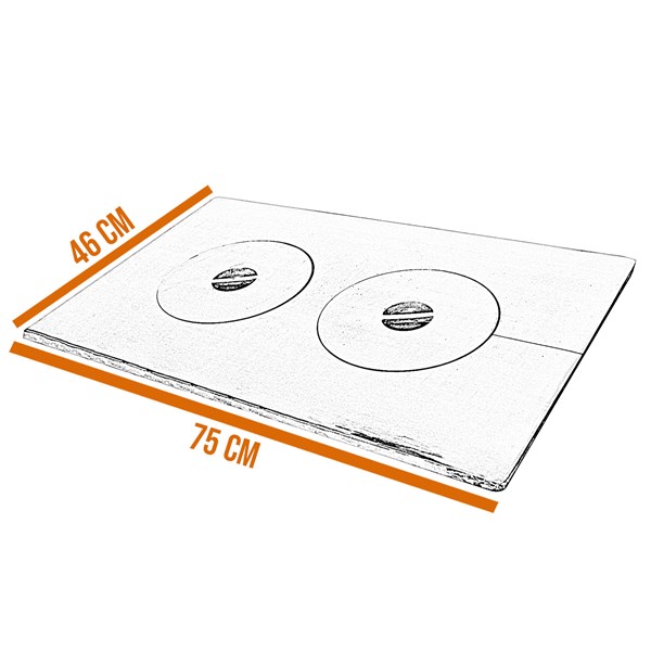 Chapa Fogão a Lenha Liga Branca Reforçada 2 Furos 75X46cm