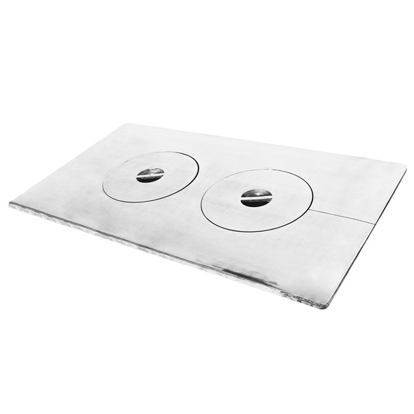Chapa Fogão a Lenha Liga Branca Reforçada 2 Furos 100X60cm