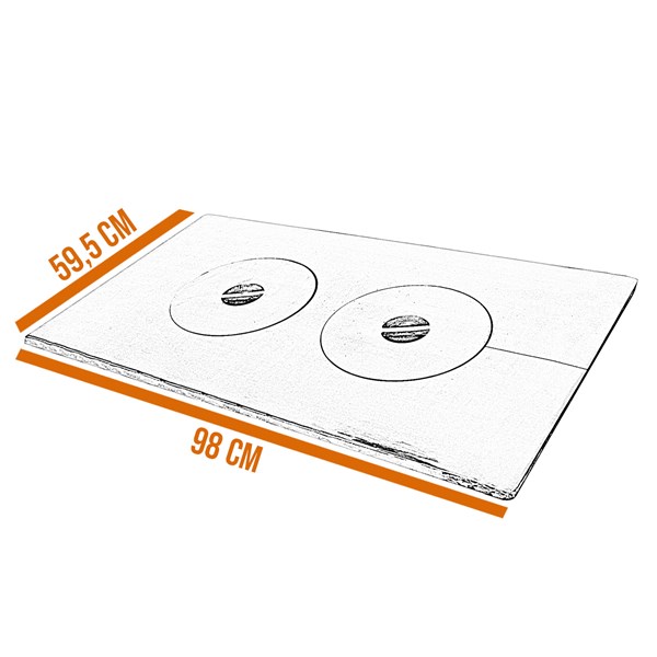 Chapa Fogão a Lenha Liga Branca Reforçada 2 Furos 100X60cm