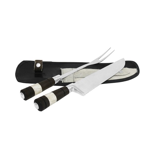 Faca Garfo 10 Inox 420 Cabo Osso Madeira