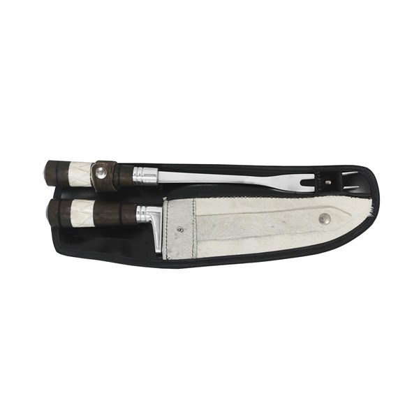 Faca Garfo 10 Inox 420 Cabo Osso Madeira