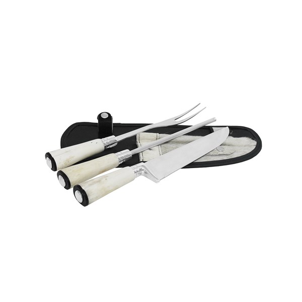 Faca Chaira Garfo 08 Inox 420 Cabo Osso