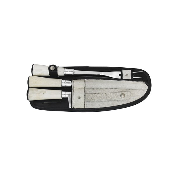 Faca Chaira Garfo 08 Inox 420 Cabo Osso