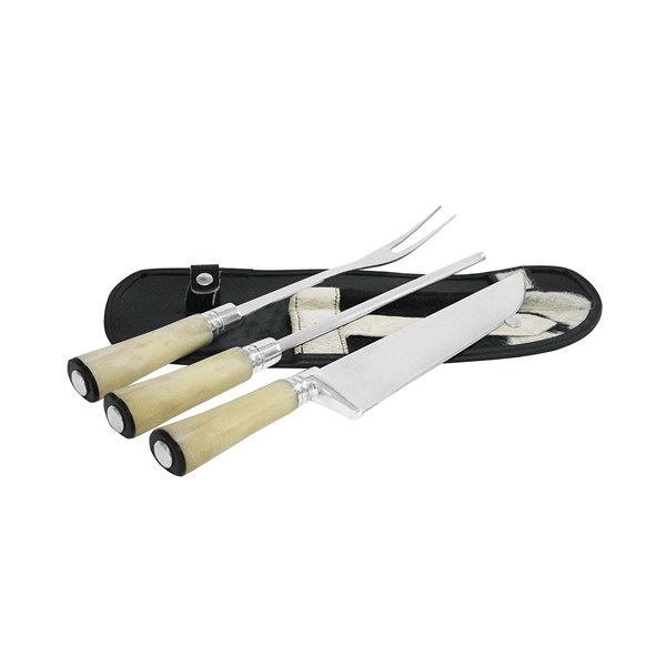 Faca Chaira Garfo 10 Inox 420 Cabo Osso