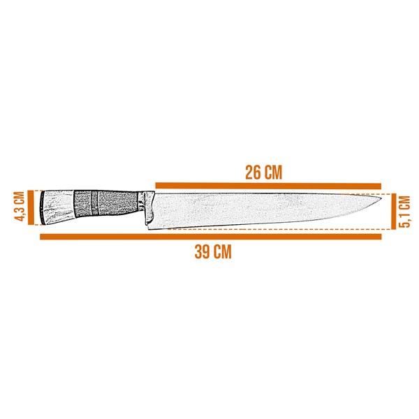 Faca Chaira 10 Inox 420 Protetor Bronze Cabo Misto