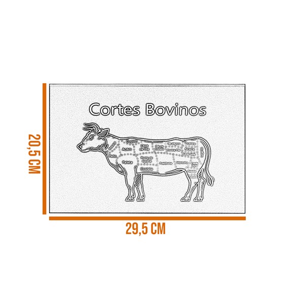 Quadro 29,5X20,5cm Reforçado Cortes Bovinos