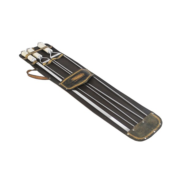 Conjunto 3 Espetos Inox 80 Cabo Osso Suporte Couro (D)