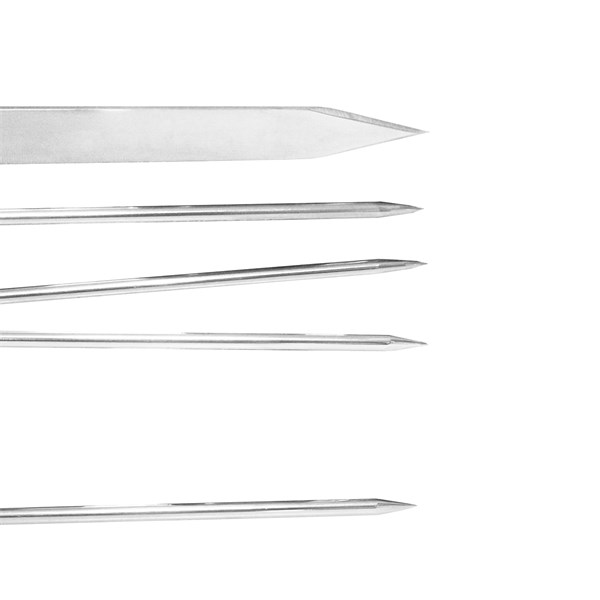 Conjunto 3 Espetos Inox 80 Cabo Osso Suporte Couro (D)