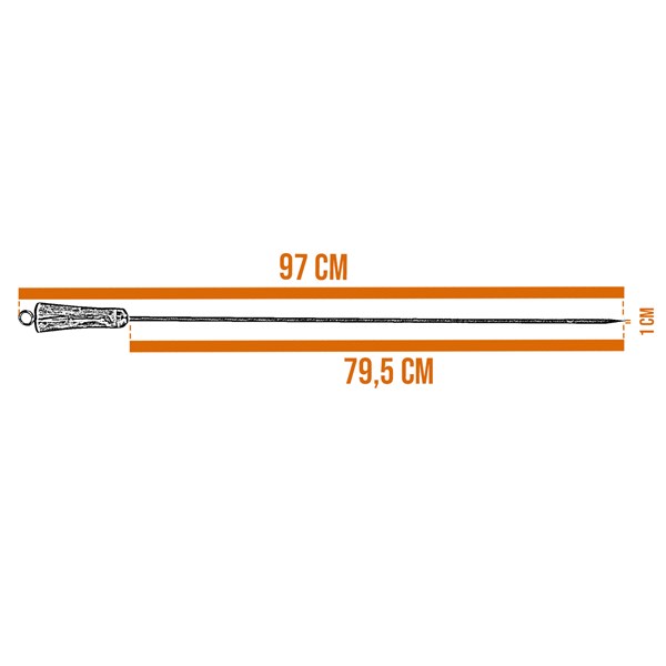 Conjunto 3 Espetos Inox 80 Cabo Osso Suporte Couro (S)