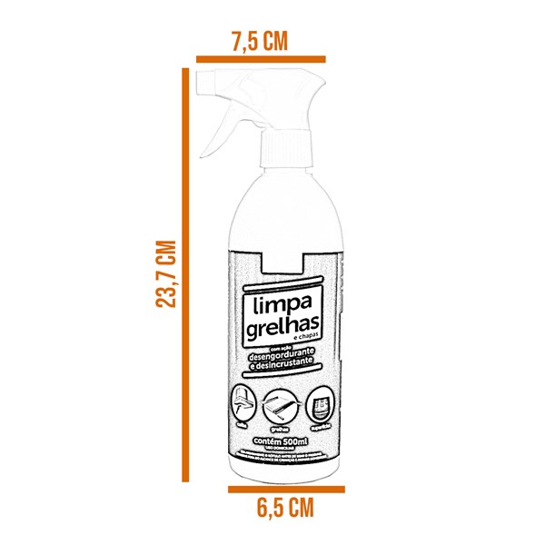 Limpa Grelhas Chapas Fogão Coifas Espetos 500ml Desengordurante e Desincrustante