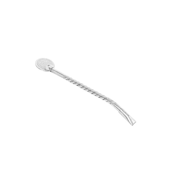 Bomba Chimarrão Inox Média Trançada Bocal Rosca