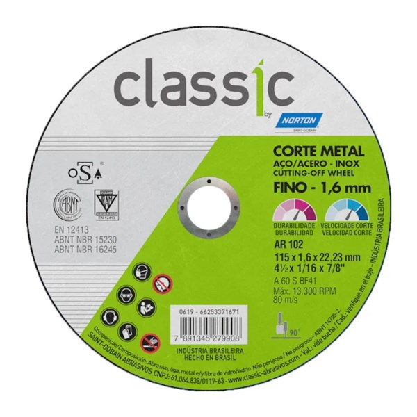 DISCO DE CORTE 4.1/2 X 1.6 NORTON