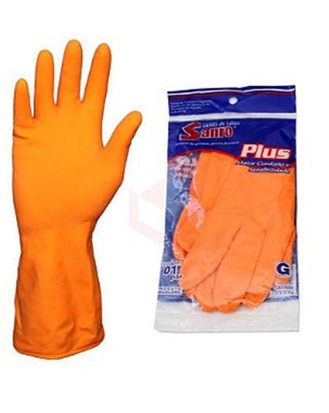 LUVA DE LATEX FORRADA SOFT LARANJA SANRO