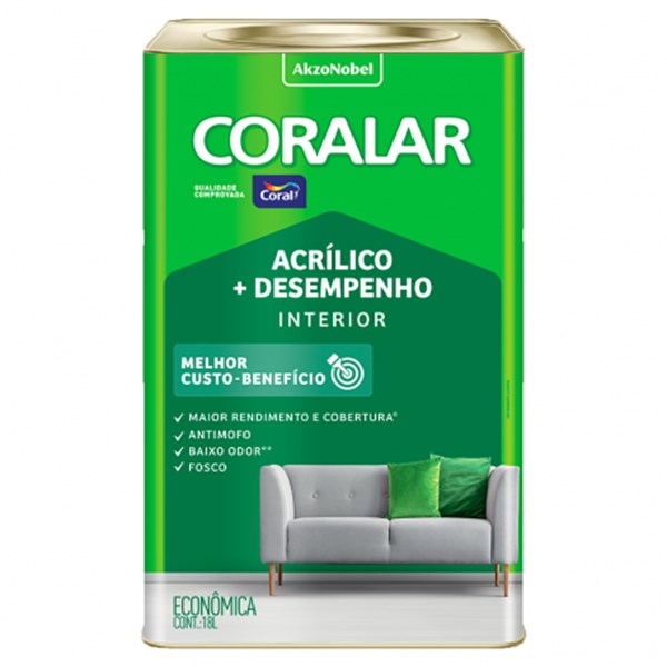 Tinta Acrilico + Desemp Branca Lata 18L Coralar