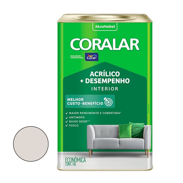 Tinta Acrilico + Desemp Branco Gelo Lata 18L Coralar