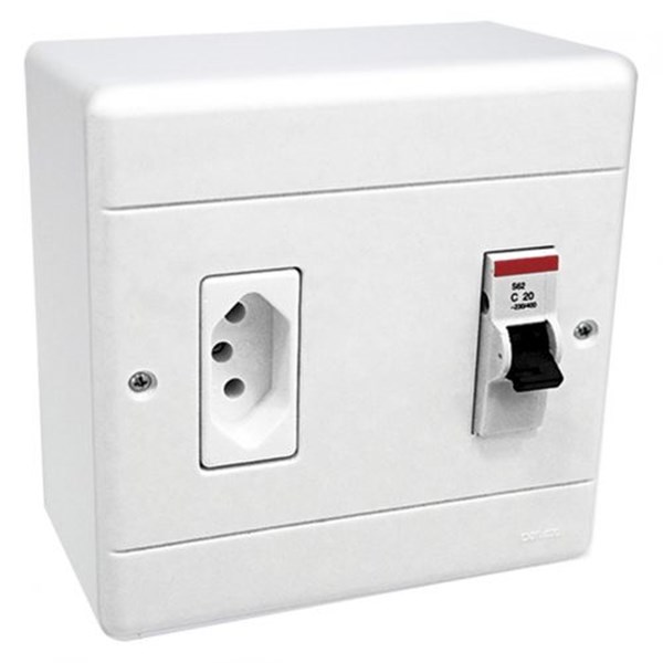Quadro Distr Tom 20A+Disj 25A Ext Branca PERLEX
