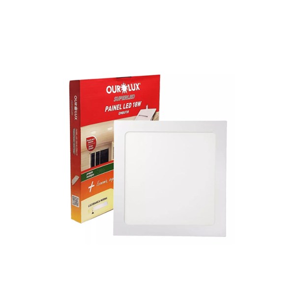 Painel Led Quadrado 18w Embu 6500k OUROLUX