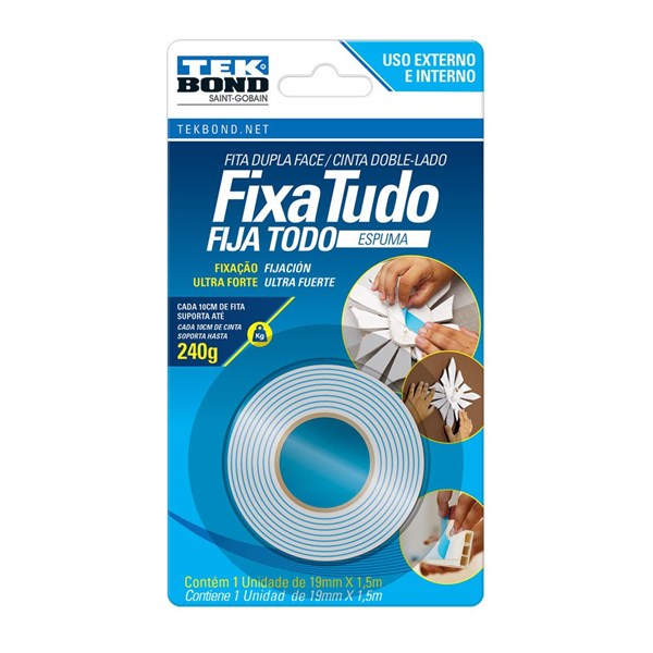 Fita Dupla Face TEKBOND Espuma 19mmx1,5m ext