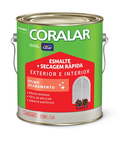 Esmalte Sintetico Preto Brilho 3,6L Coralar