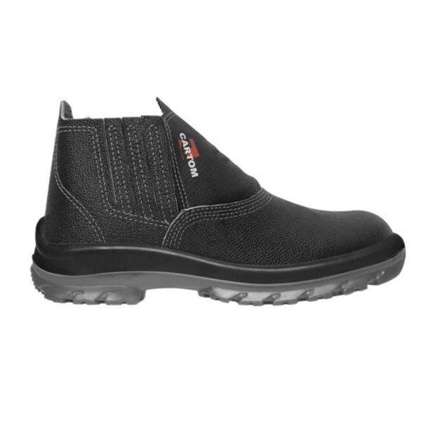 Botina Couro Preto 40 Bico PVC Cartom