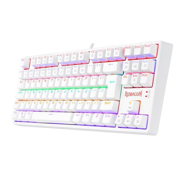 TECLADO MECANICO GAMER REDRAGON DAKSA, RAINBOW, ABNT2, SWITCH AZUL, LUNAR WHITE, K576W-R PT-BLUE