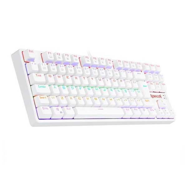 TECLADO MECANICO GAMER REDRAGON DAKSA, RAINBOW, ABNT2, SWITCH AZUL, LUNAR WHITE, K576W-R PT-BLUE