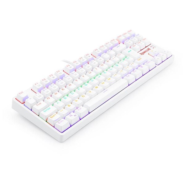 TECLADO MECANICO GAMER REDRAGON DAKSA, RAINBOW, ABNT2, SWITCH AZUL, LUNAR WHITE, K576W-R PT-BLUE