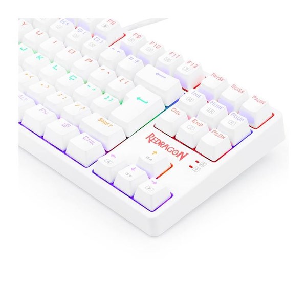 TECLADO MECANICO GAMER REDRAGON DAKSA, RAINBOW, ABNT2, SWITCH AZUL, LUNAR WHITE, K576W-R PT-BLUE
