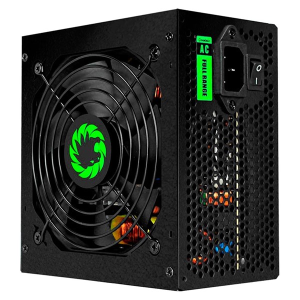 FONTE GAMEMAX 600W,80 PLUS WHITE PFC ATIVO BIVOLT, PRETO