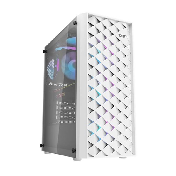 GABINETE GAMER DARKFLASH DK351 RGB, MID-TOWER, LATERAL DE VIDRO, COM 4 FANS BRANCO