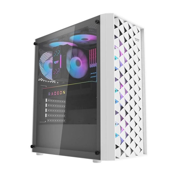 GABINETE GAMER DARKFLASH DK351 RGB, MID-TOWER, LATERAL DE VIDRO, COM 4 FANS BRANCO