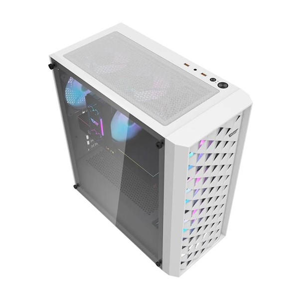 GABINETE GAMER DARKFLASH DK351 RGB, MID-TOWER, LATERAL DE VIDRO, COM 4 FANS BRANCO