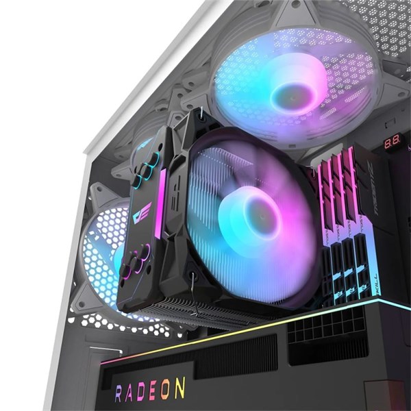 GABINETE GAMER DARKFLASH DK351 RGB, MID-TOWER, LATERAL DE VIDRO, COM 4 FANS BRANCO