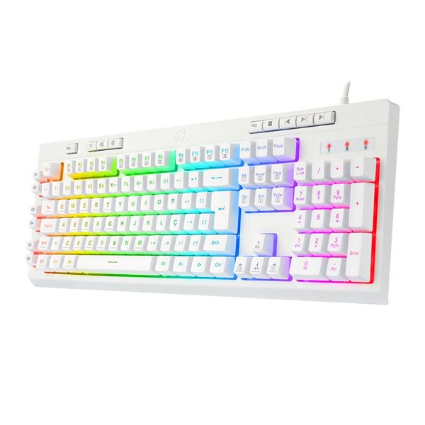 TECLADO GAMER REDRAGON SHIVA LUNAR WHITE, RGB, ABNT2, BRANCO
