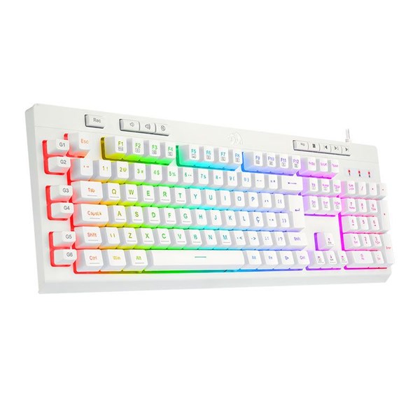 TECLADO GAMER REDRAGON SHIVA LUNAR WHITE, RGB, ABNT2, BRANCO