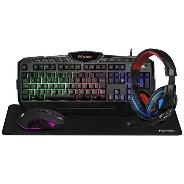KIT TECLADO E MOUSE GAMER 4 EM 1 KTROK EXTREME FULL LED  6400 DPI MOUSEPAD GRANDE