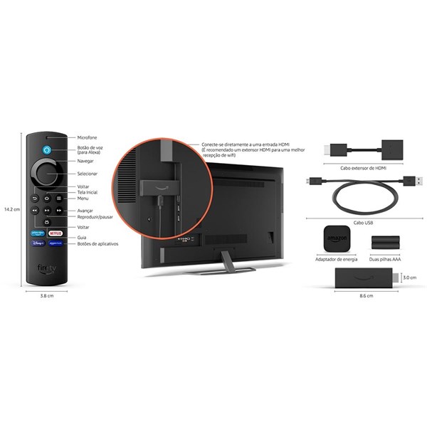 FIRE TV STICK LITE,FULL HD,COM CONTROLE REMOTO POR VOZ COM ALEXA