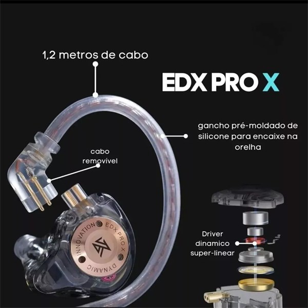 FONE DE OUVIDO KZ EDX PRO X COM FIO COM CANCELAMENTO DE RUIDO