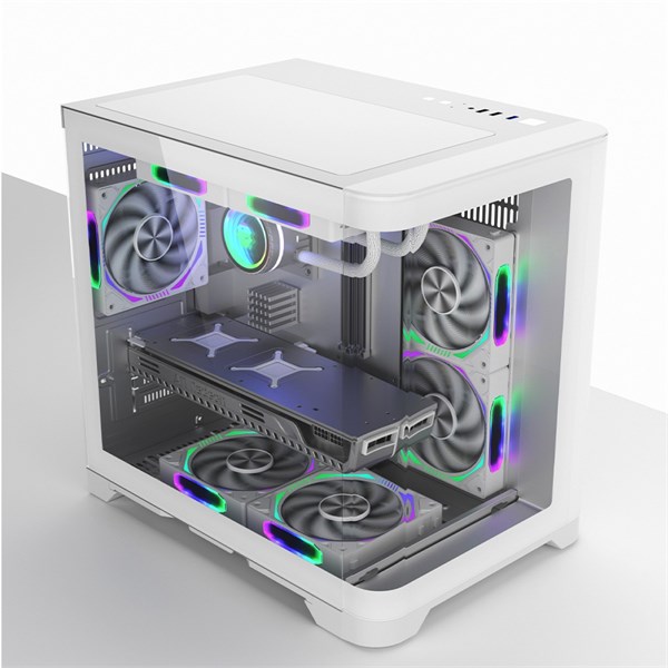 GABINETE GAMER SUPERFRAME PRIME, MID TOWER, VIDRO TEMPERADO, M-ATX, BRANCO, SEM FONTE, SEM FAN
