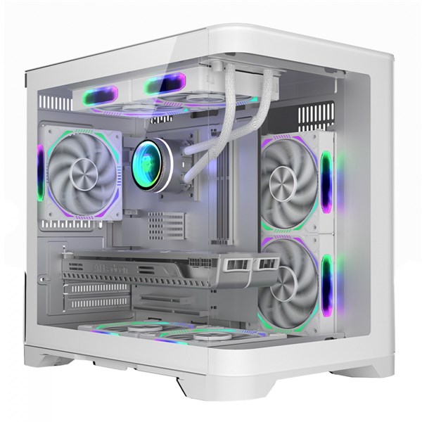 GABINETE GAMER SUPERFRAME PRIME, MID TOWER, VIDRO TEMPERADO, M-ATX, BRANCO, SEM FONTE, SEM FAN