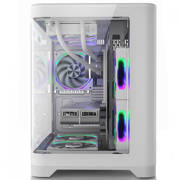 GABINETE GAMER SUPERFRAME PRIME, MID TOWER, VIDRO TEMPERADO, M-ATX, BRANCO, SEM FONTE, SEM FAN