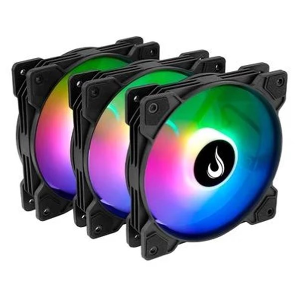 COOLER FAN KIT COM 3 VENTOINHAS RISE MODE X, 120MM, LED ARGB, PRETO