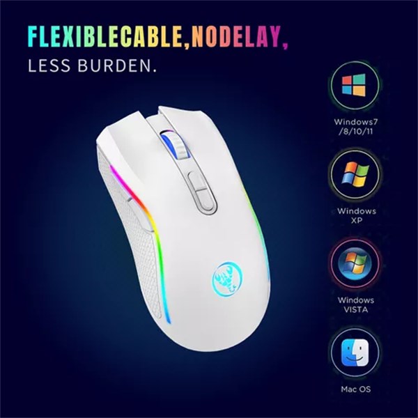 MOUSE SEM FIO HXSJ T69 2.4G CONEXÃO USB E BLUETOOTH RGB