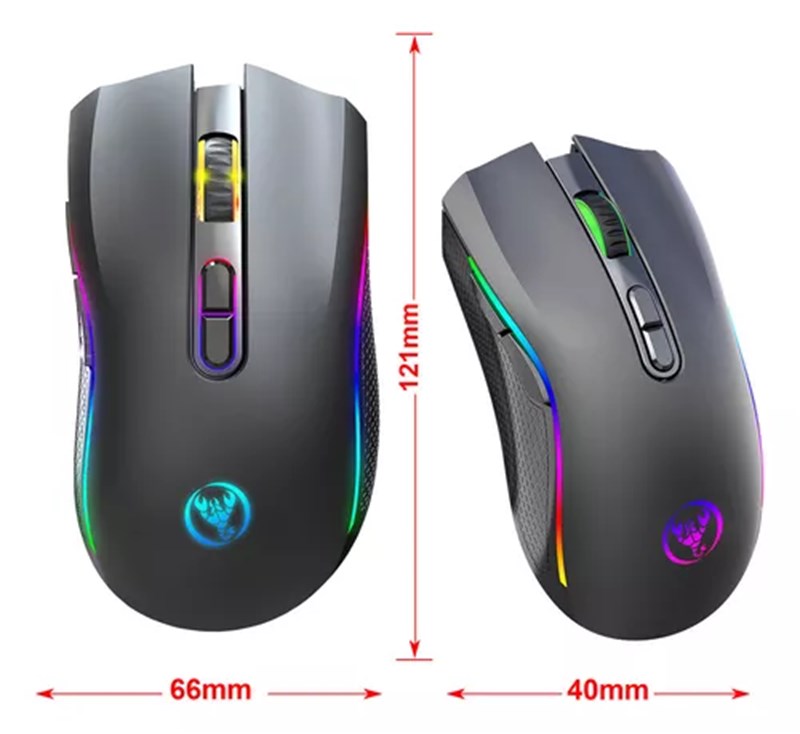 MOUSE SEM FIO HXSJ T69 2.4G CONEXÃO USB E BLUETOOTH RGB